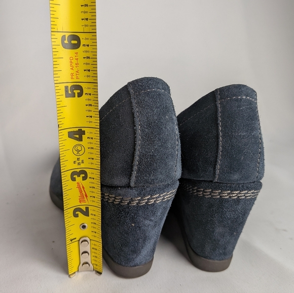 NATURALIZER Paisley Leather Suede Wedge Women Shoes Size 4.5 US Navy Blue - Picture 5 of 10